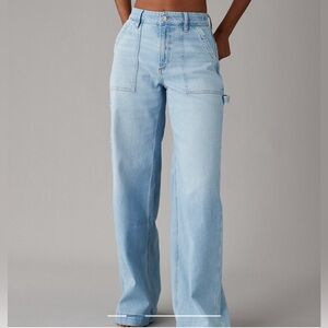 AE Dreamy Drape Stretch Super High Waisted Baggy Wide Leg Jean